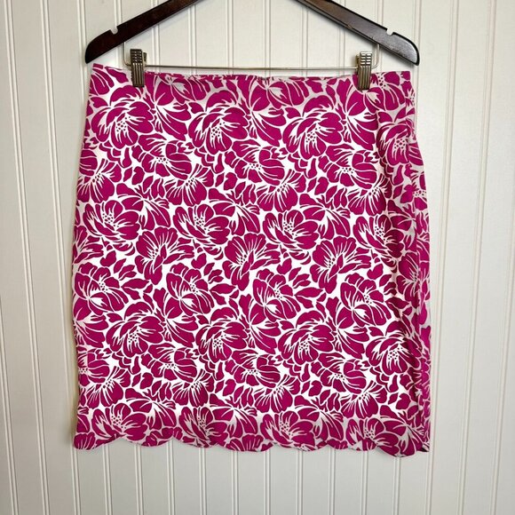 Talbots Pink Floral Scallop Hem Skirt Q22 - Picture 1 of 4